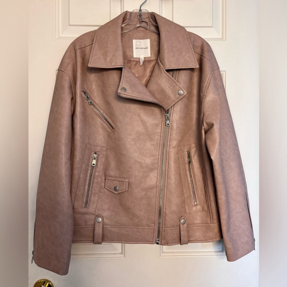 SOLD Avec Les Filles X Anthropologie Oversized Faux Leather Moto Jacket Large - Picture 5 of 15